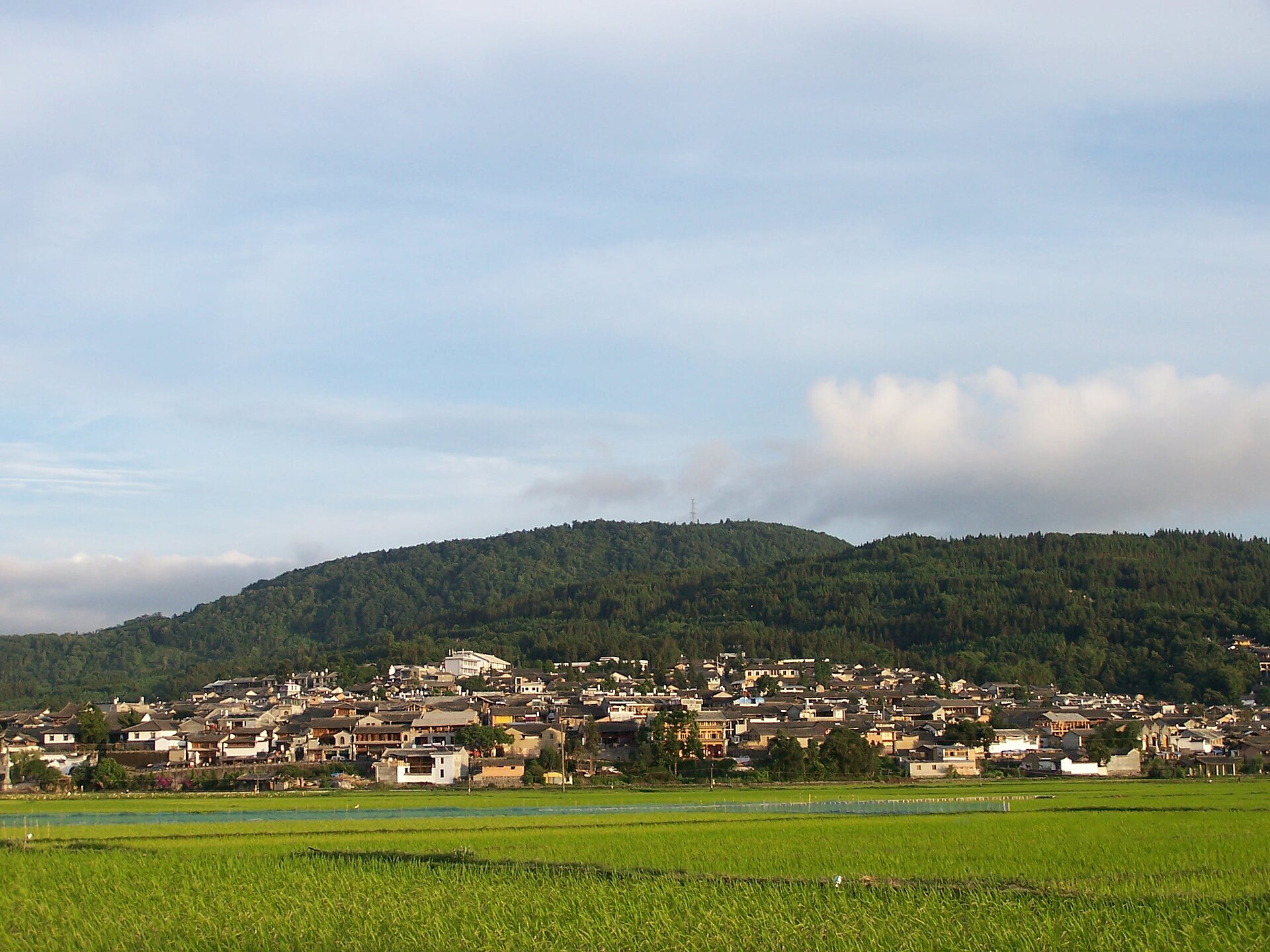 和顺古镇与稻田